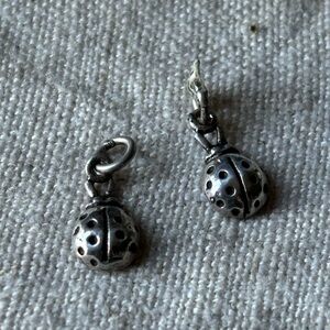 Lucky Ladybug Sterling Silver Charms, set of 2 for Charm Bracelet or Earrings